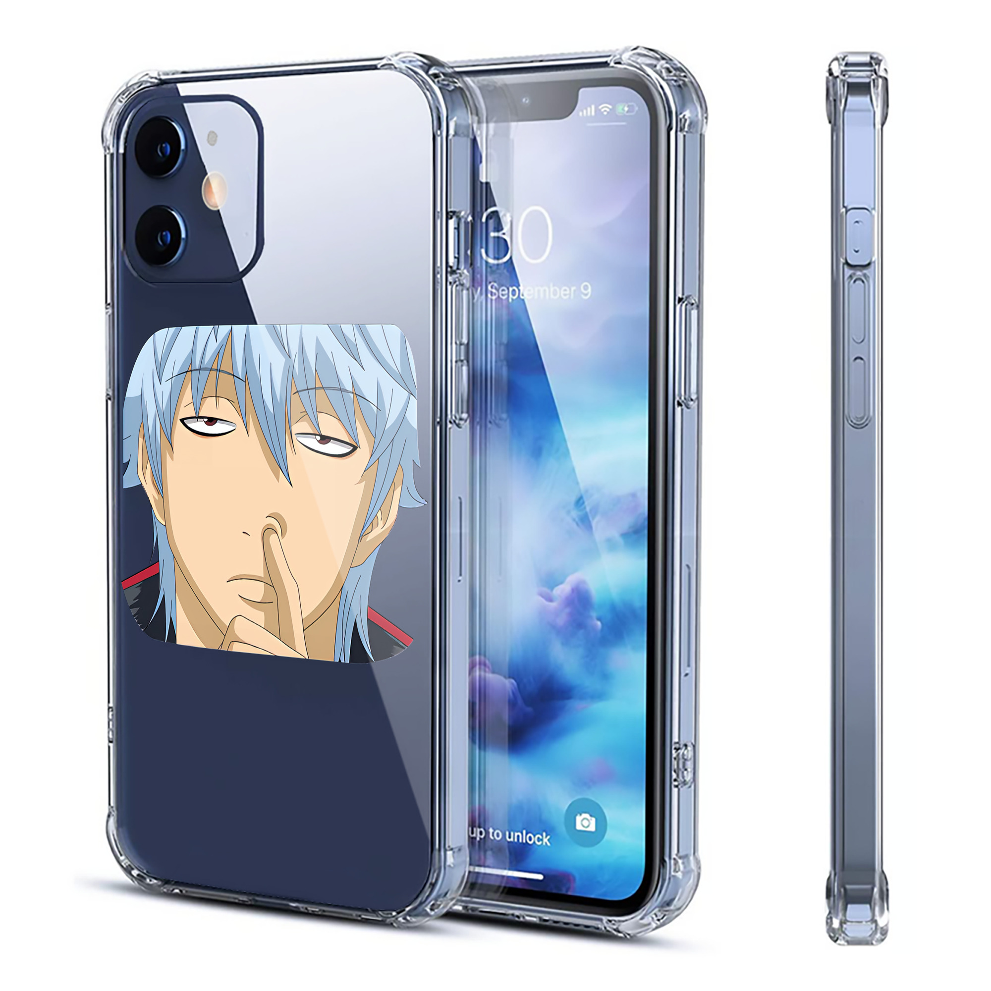 （画像用） ぎんたま 坂田銀時（さかたぎんとき） 神楽 志村新八（しむら しんぱち） GINTAMA Sakata Gintoki Kagura Shimura Shinpachi 【iPhone 12シリーズ対応】透明スマホケース（クリアソフトケース）